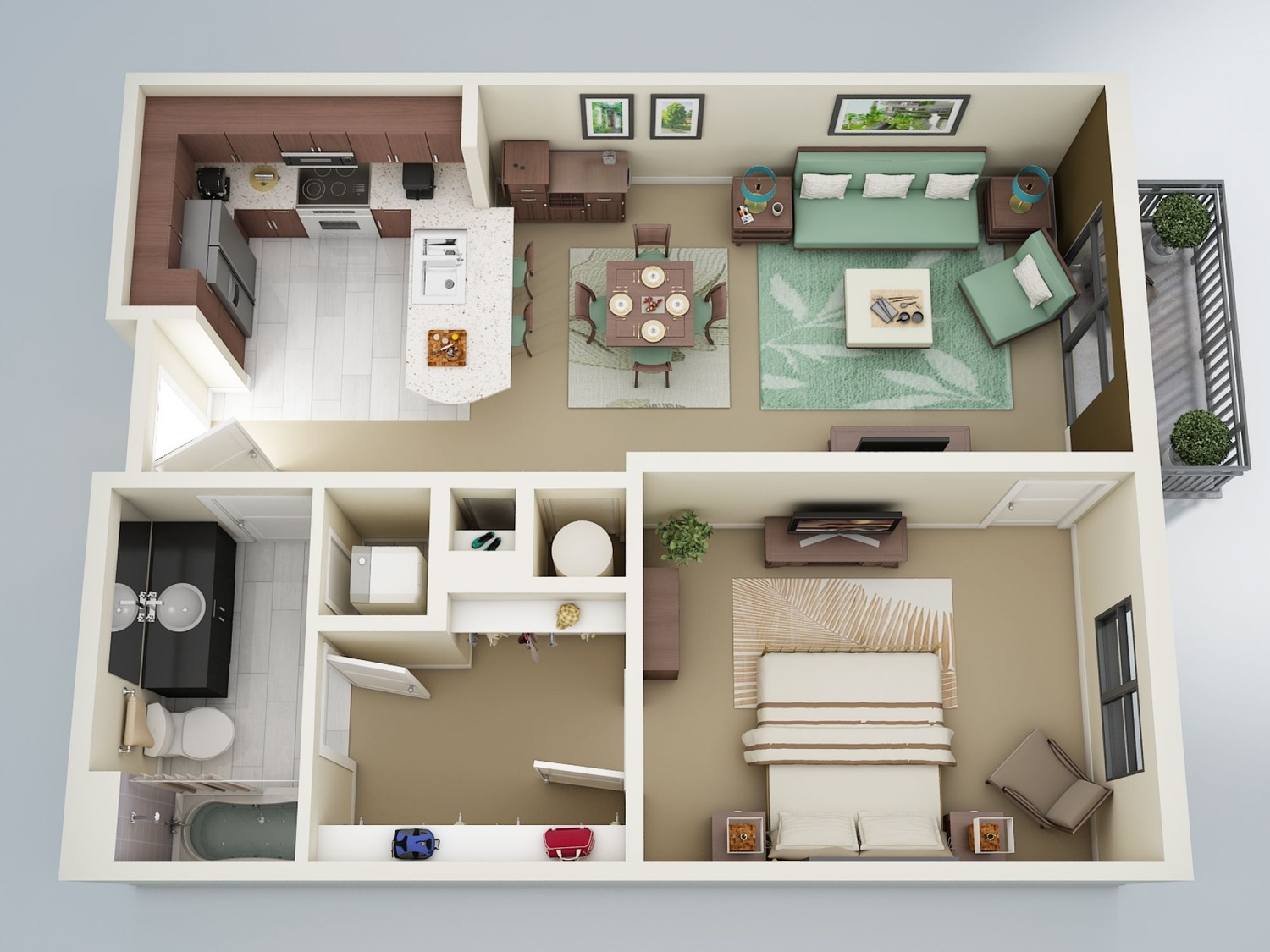 1 bedroom 3D