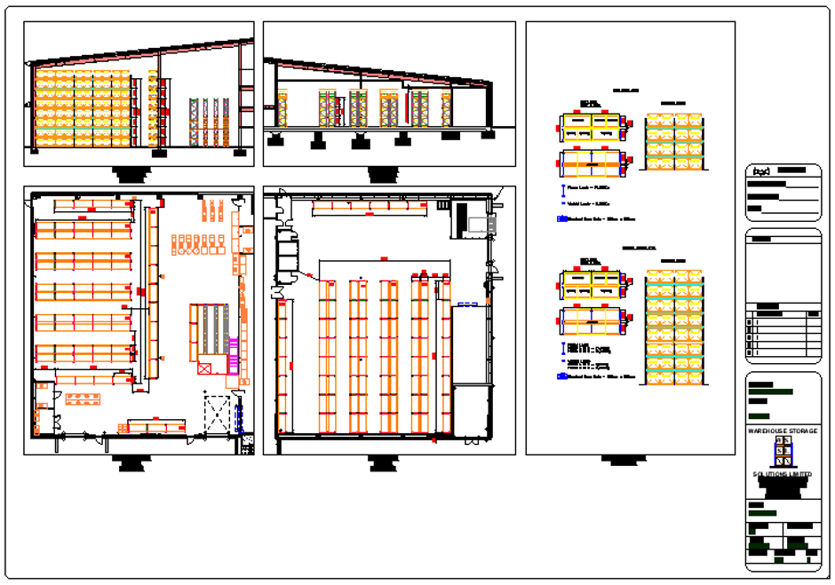 rack plan and section